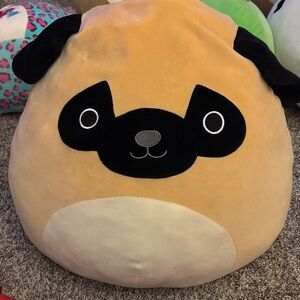 Squishmallows Tan and Black Pug Pillow